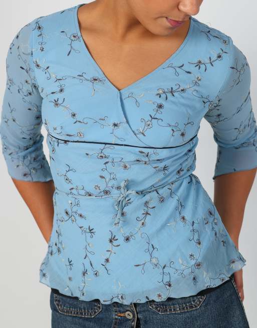 Vintage Daniel Lauren M long sleeve top in light blue, 4 of 4