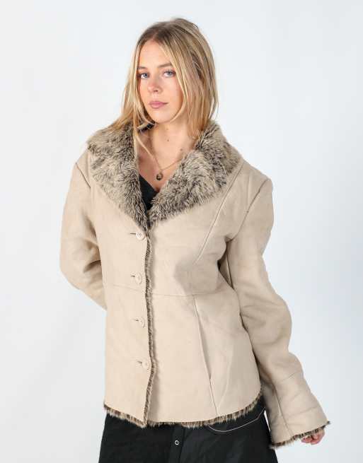 Vintage David Barry M aviator jacket in beige, 3 of 4