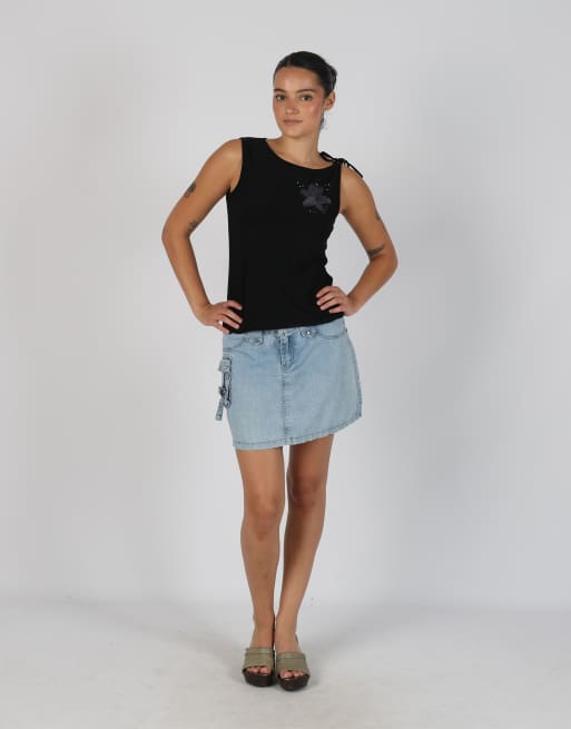Vintage Davisp.T.D S denim mini skirt in light blue
