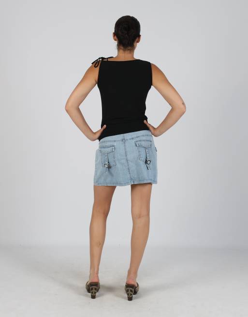 Vintage Davisp.T.D S denim mini skirt in light blue, 3 of 4
