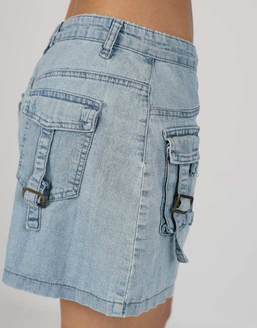 Vintage Davisp.T.D S denim mini skirt in light blue, 4 of 4
