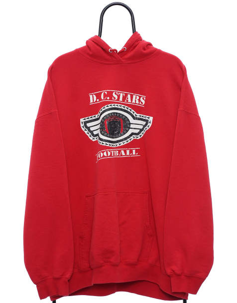 Vintage dc stars size 2XL hoodie in red - view 1