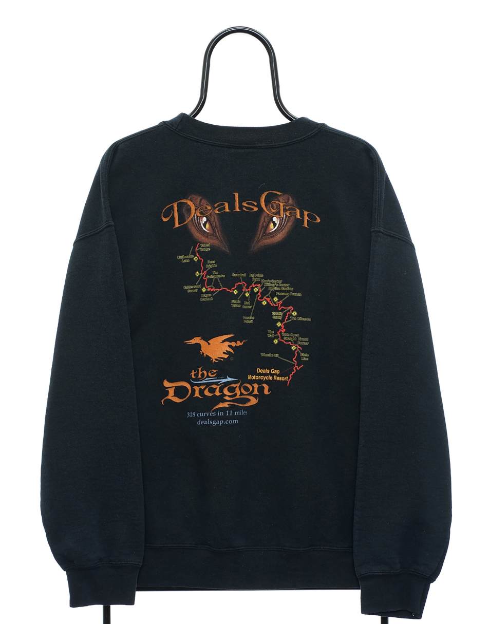 Vintage Deals Gap Size L Sweat-shirt Graphic Motorcycle In Black