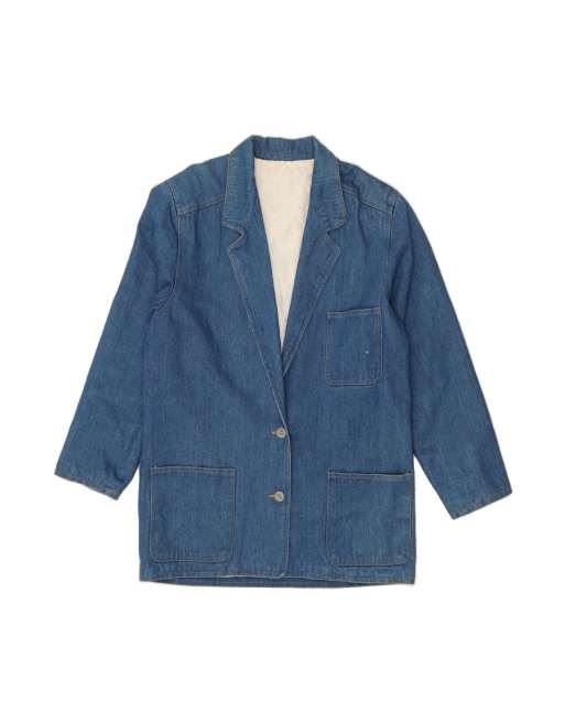 Vintage Denim 2 Button Blazer Jacket UK 18 XL In Blue