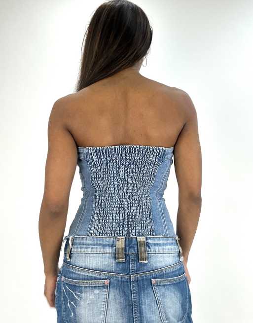 Vintage denim bandeau top, 2 of 4