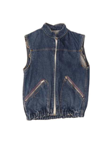 Vintage Denim Gilet UK 12 Medium In Blue - view 1