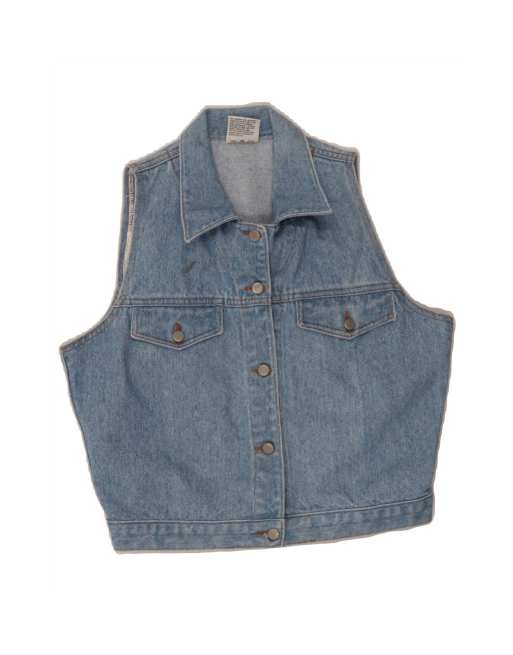 Vintage Denim Gilet UK 14 Large In Blue