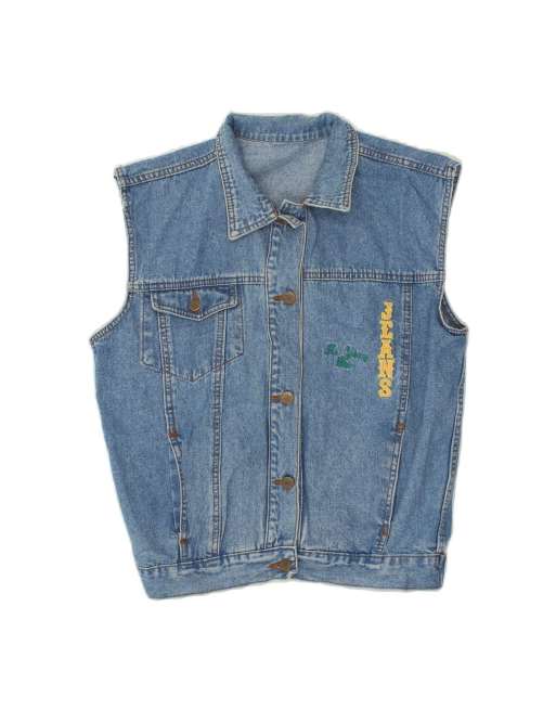 Vintage Denim Gilet UK 16 Large In Blue