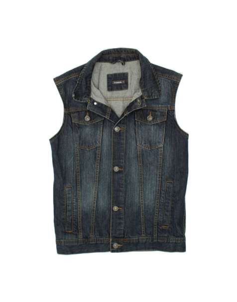 Vintage Denim Gilet UK 36 Small In Blue - view 1