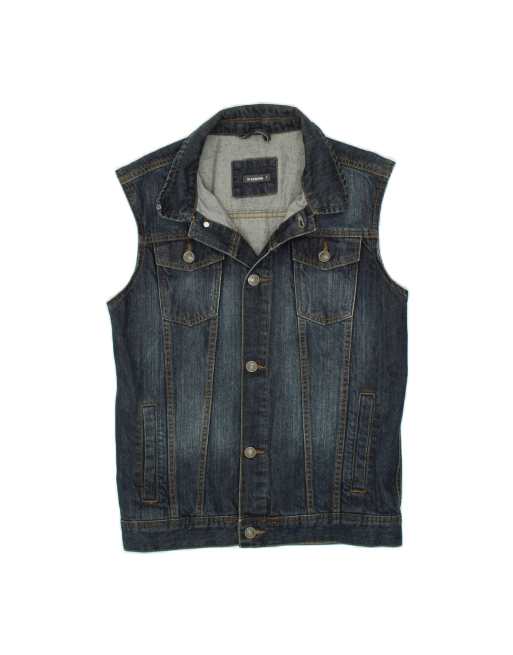 Vintage Denim Gilet UK 36 Small In Blue