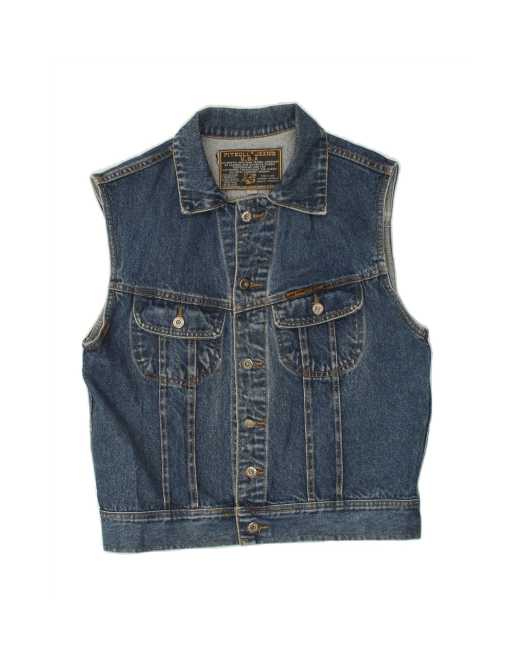 Vintage Denim Gilet UK 36 Small In Blue