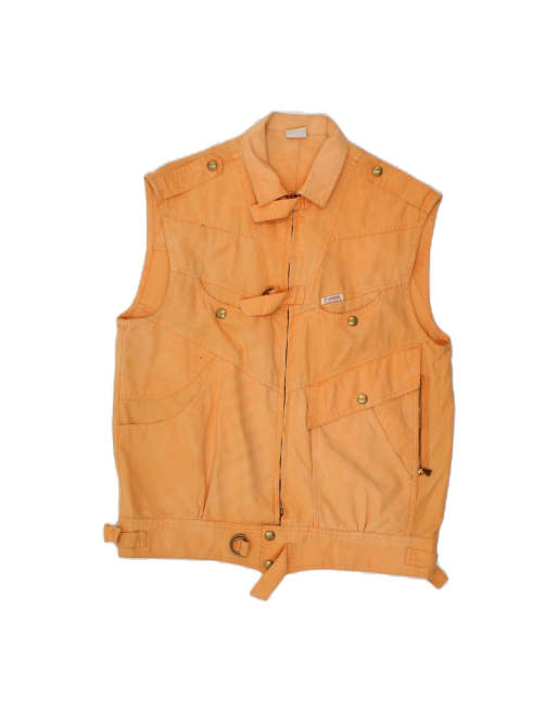 Vintage Denim Gilet UK 36 Small In Orange