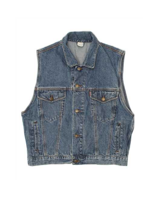 Vintage Denim Gilet UK 38 Medium In Blue
