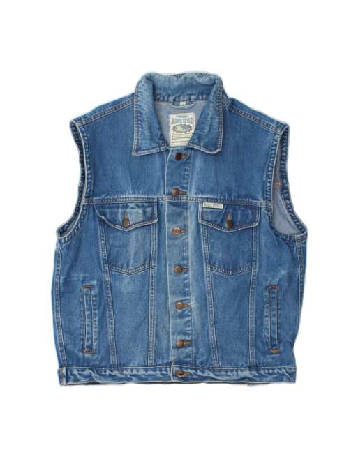 Vintage Denim Gilet UK 38 Medium In Blue