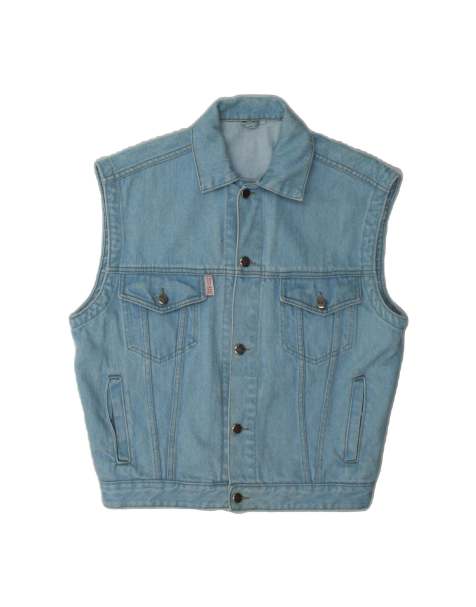 Vintage Denim Gilet UK 38 Medium In Blue - view 1