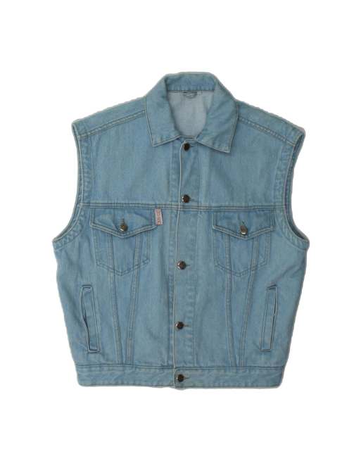 Vintage Denim Gilet UK 38 Medium In Blue