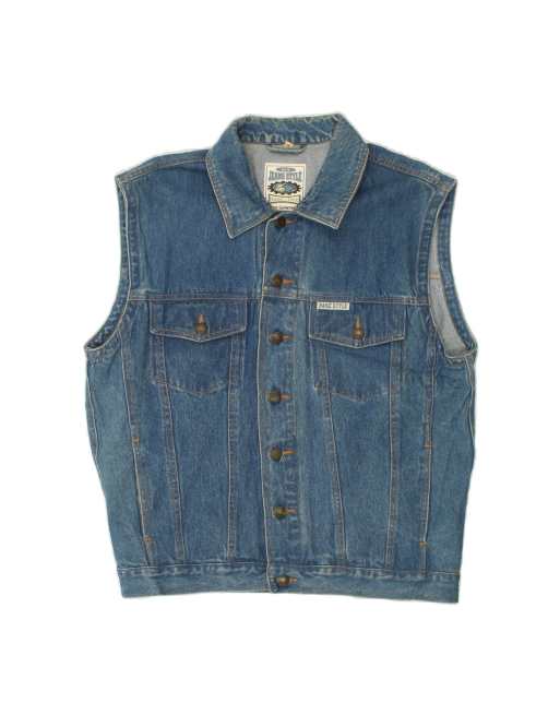 Vintage Denim Gilet UK 38 Medium In Blue