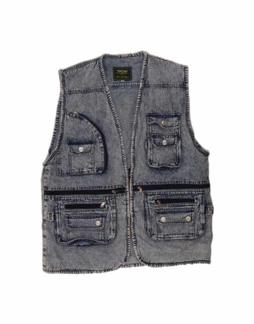 Vintage Denim Gilet UK 46 3XL In Blue
