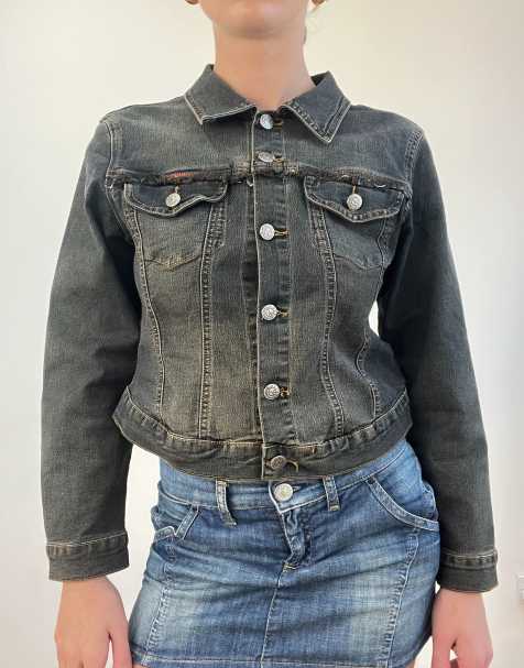 Vintage denim jacket in black - view 1