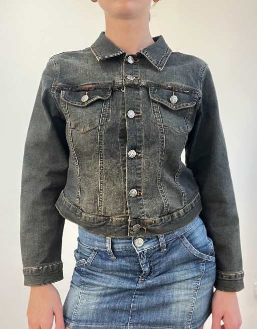 Vintage denim jacket in black