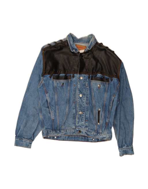 Vintage Denim Jacket UK 38 Medium In Blue Colourblock
