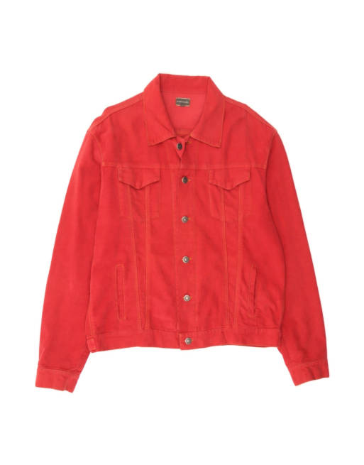 Vintage Denim Jacket UK 42 XL In Red