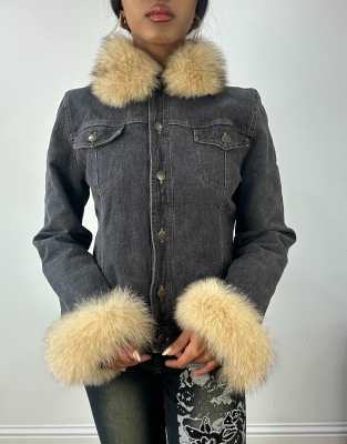 Vintage JPG Jean’s Denim Jacket Leather Trim