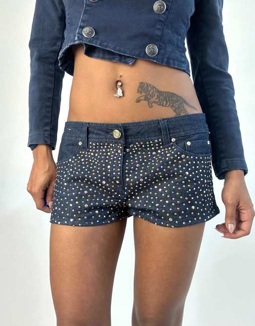 Vintage denim micro shorts in blue
