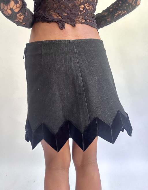 Vintage denim midi skirt in black, 2 of 4