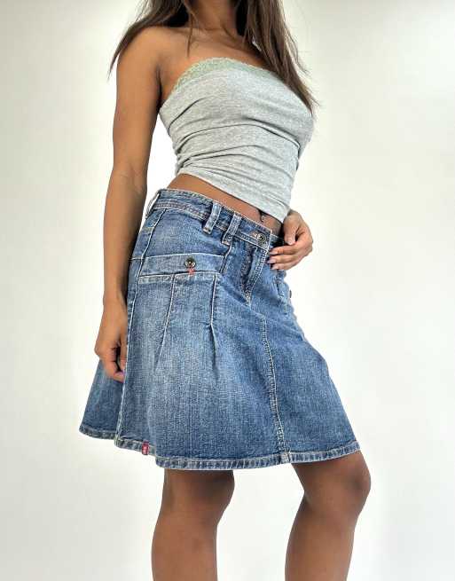 Vintage denim midi skirt in blue, 4 of 4