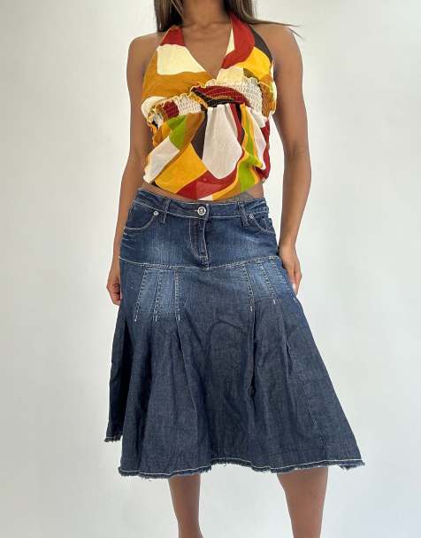 Vintage denim midi skirt - view 1