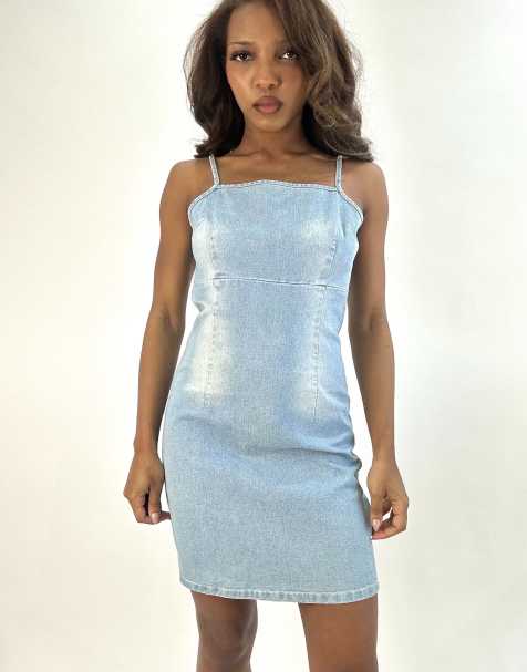 Vintage denim mini dress in blue - view 1