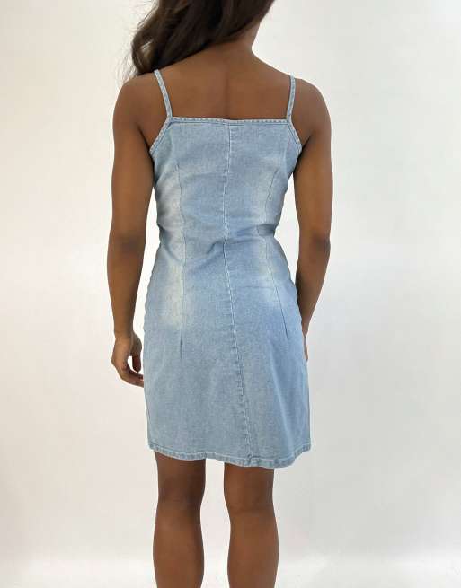 Vintage denim mini dress in blue, 2 of 4