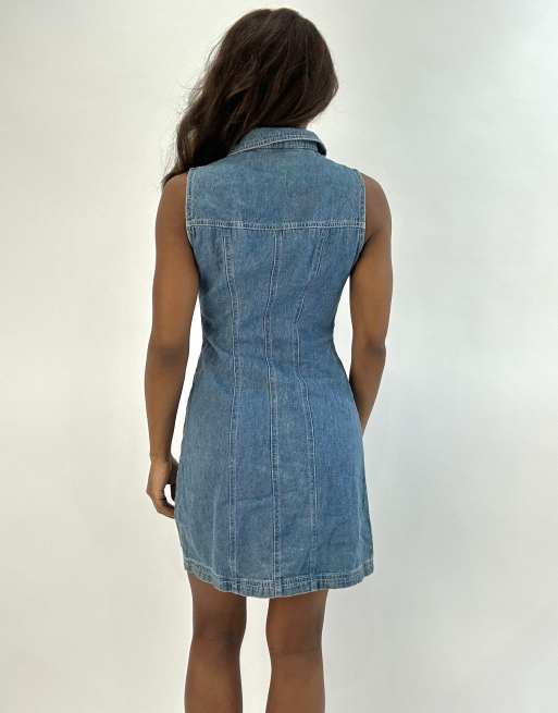 Vintage denim mini dress in blue, 2 of 4