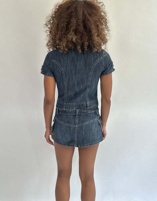 Vintage denim mini dress in blue, 2 of 4