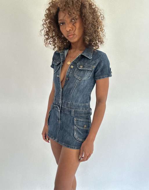 Vintage denim mini dress in blue, 4 of 4