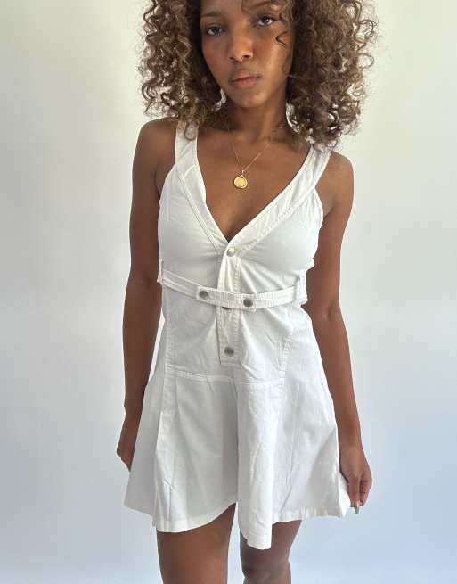 Vintage denim mini dress in white