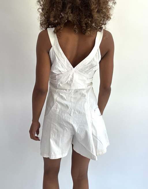 Vintage denim mini dress in white, 2 of 5