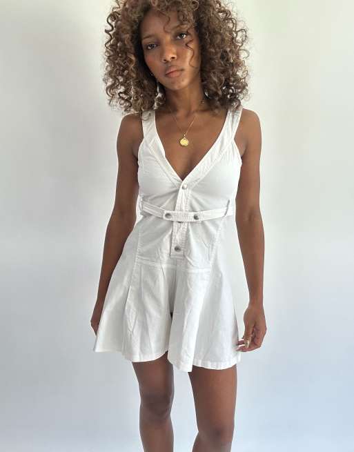 Vintage denim mini dress in white, 4 of 5