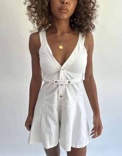 Vintage denim mini dress in white, 5 of 5