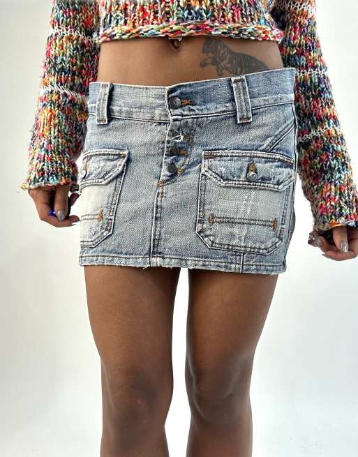 Vintage denim mini skirt blue, 3 of 4