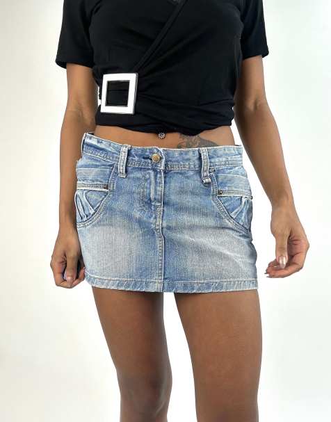 Vintage denim mini skirt in blue - view 1