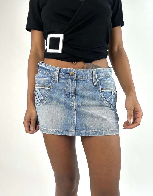 Vintage denim mini skirt in blue