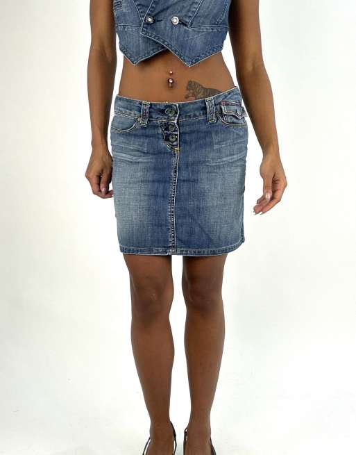Vintage denim mini skirt in blue