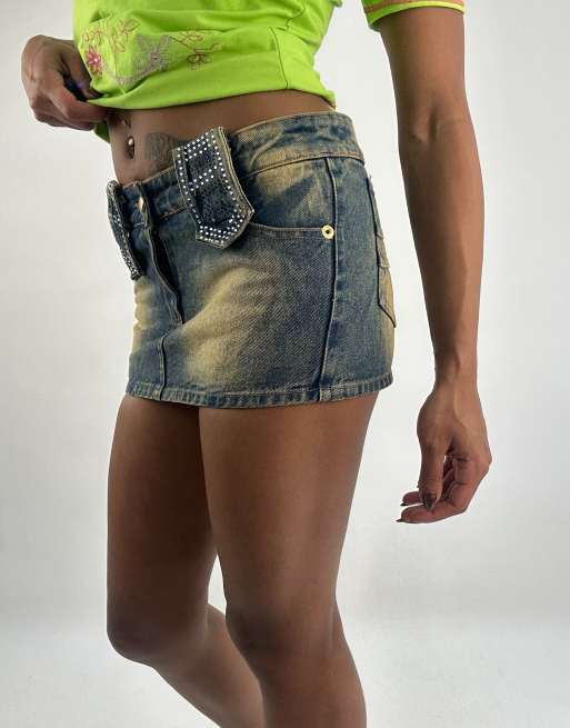 Vintage denim mini skirt in blue, 4 of 4