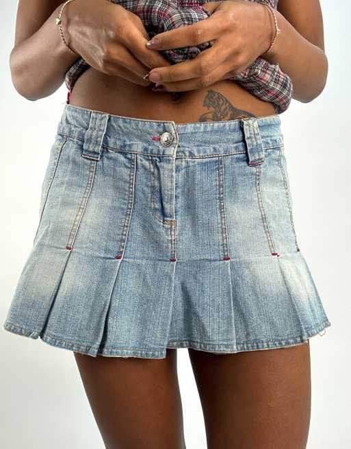 Vintage denim mini skirt in blue, 3 of 4
