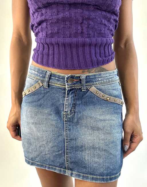 Vintage denim mini skirt in blue, 3 of 4