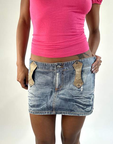 Vintage denim mini skirt in blue - view 1