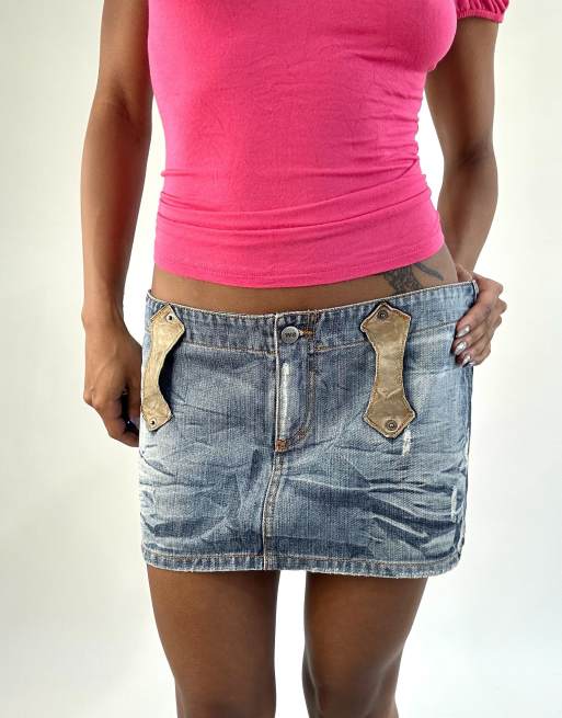 Vintage denim mini skirt in blue