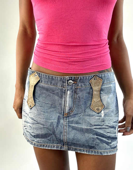 Vintage denim mini skirt in blue, 3 of 4